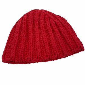 KATE SPADE Red Chunky Knit Beanie Saturday Hat